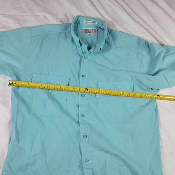 Levis Silver Label Mens Large Short Sleeve Button Down Shirt Turquoise - Picture 6 of 9